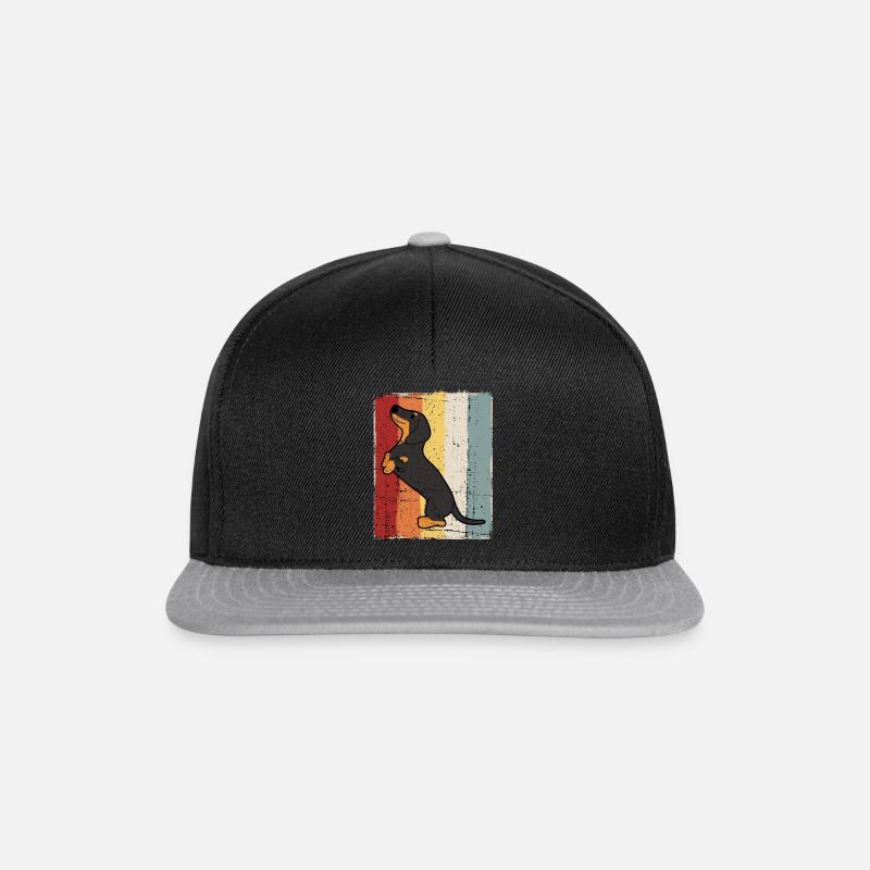 Teckel teckel rétro teckel teckel à poil court - Casquette snapback - noir/gris