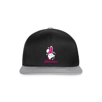 Skihäschen Skihaserl Damen Ski Design - Snapback Cap - Schwarz/Grau - Vorne