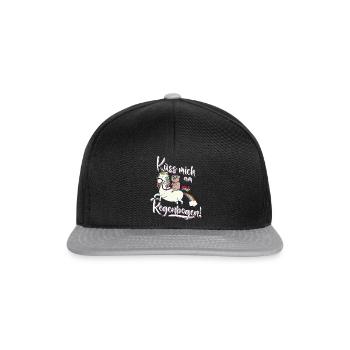 Küss mich am Regenbogen Einhorn Mops Spruch Lustig - Snapback Cap - Schwarz/Grau - Vorne