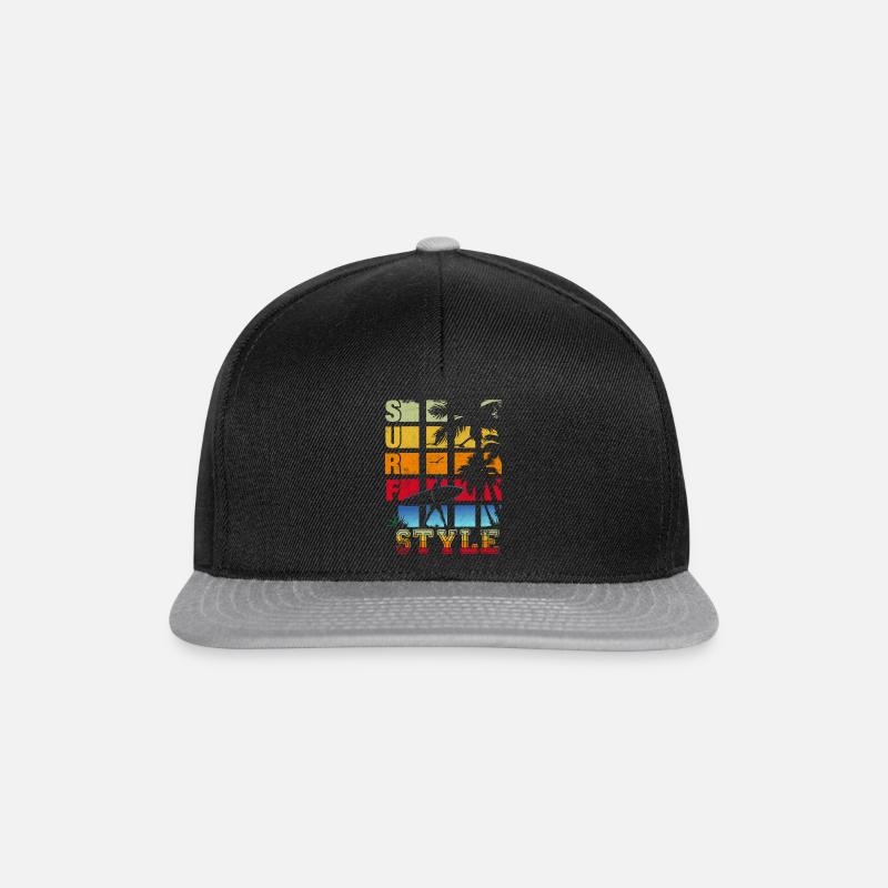 Surf-Stil - Snapback Cap - Schwarz/Grau