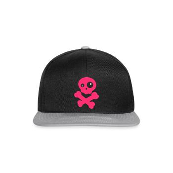 Pink skull with bone - Snapback Cap - black/grey - Front