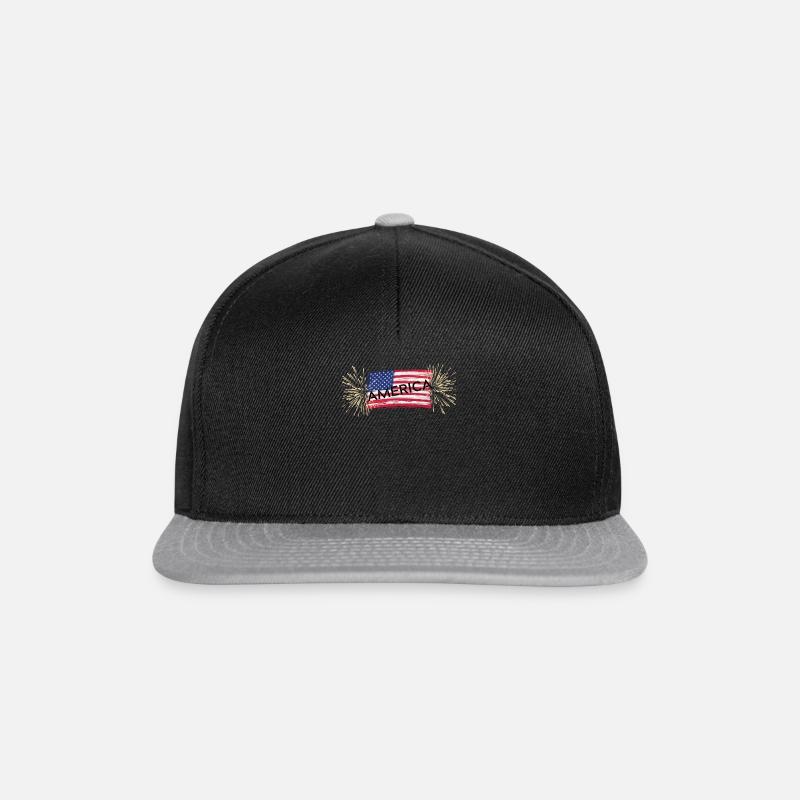American Flag with Fireworks - Snapback Cap - black/grey