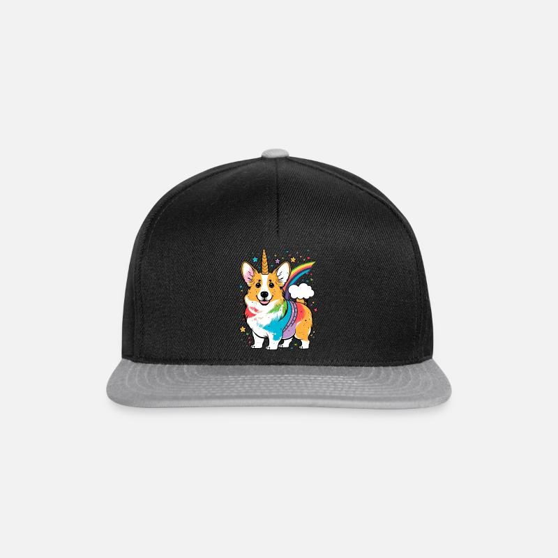 Corgi Unicorn - Snapback Cap - black/grey