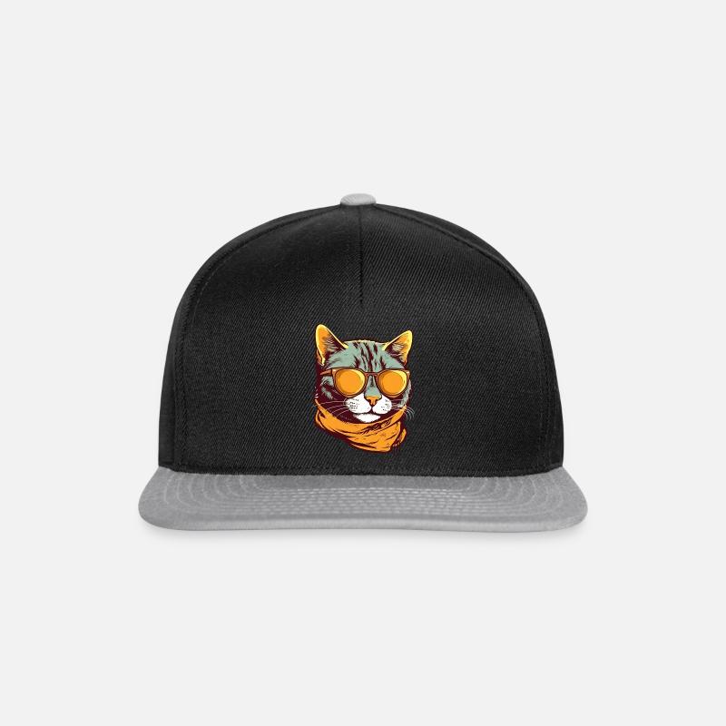 Coole Katze mit Sonnenbrille - Snapback Cap - Schwarz/Grau