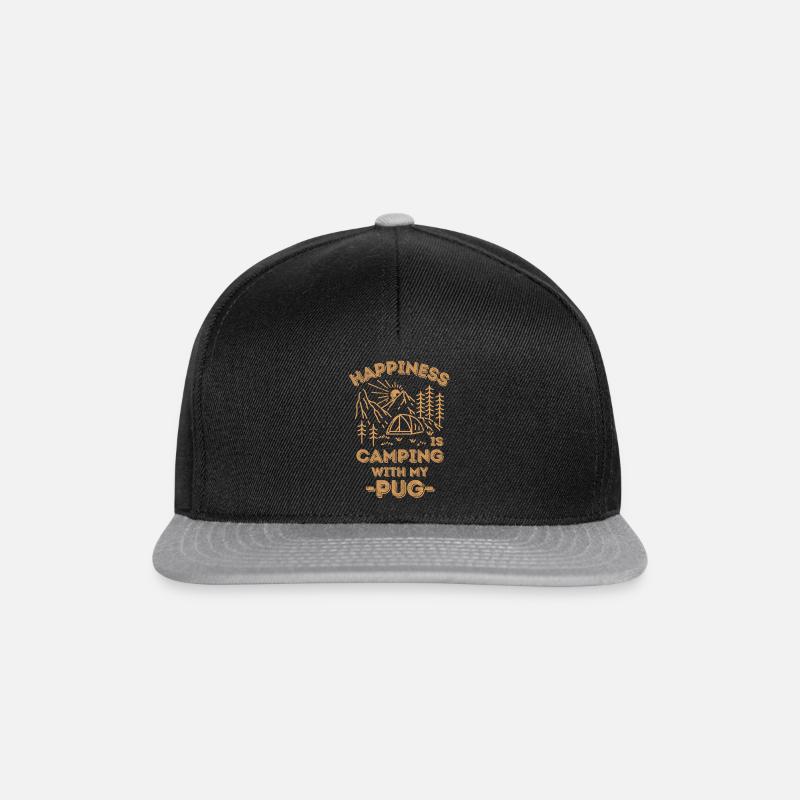 Camping with pug - Snapback Cap - black/grey
