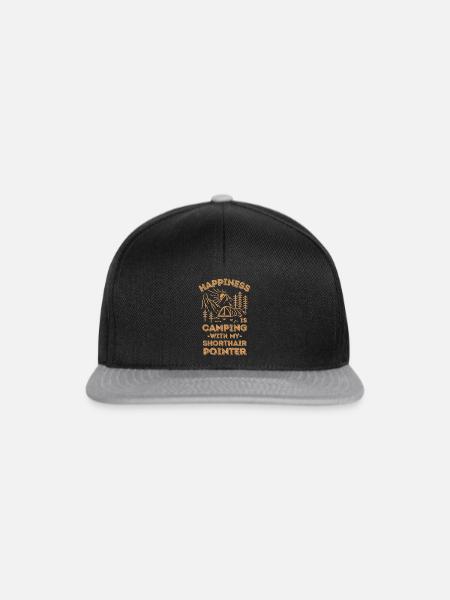 Camping mit Kurzhaar-Pointer - Snapback Cap - Schwarz/Grau