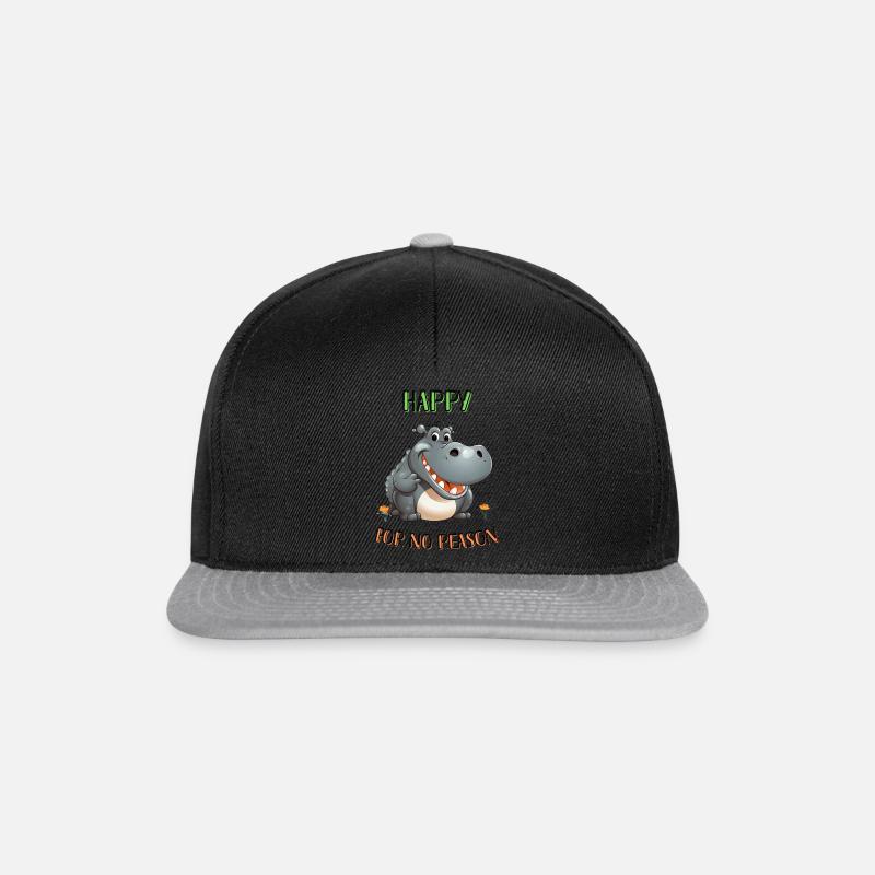 Glückliches Nilpferd - Snapback Cap - Schwarz/Grau
