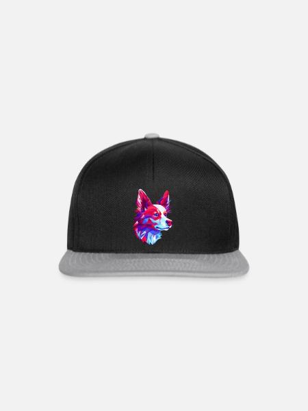Hundekopf im Vektorstil - Snapback Cap - Schwarz/Grau