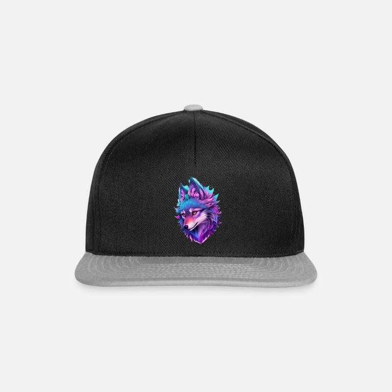 cute wolf head 4 - Snapback Cap - Schwarz/Grau