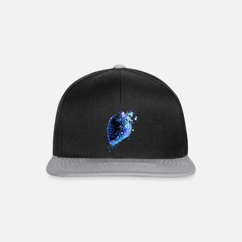 Blue strawberry, pop art, painting, turquoise, blue - Snapback Cap - black/grey