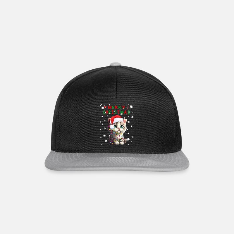 Weihnachts Katze - Snapback Cap - Schwarz/Grau