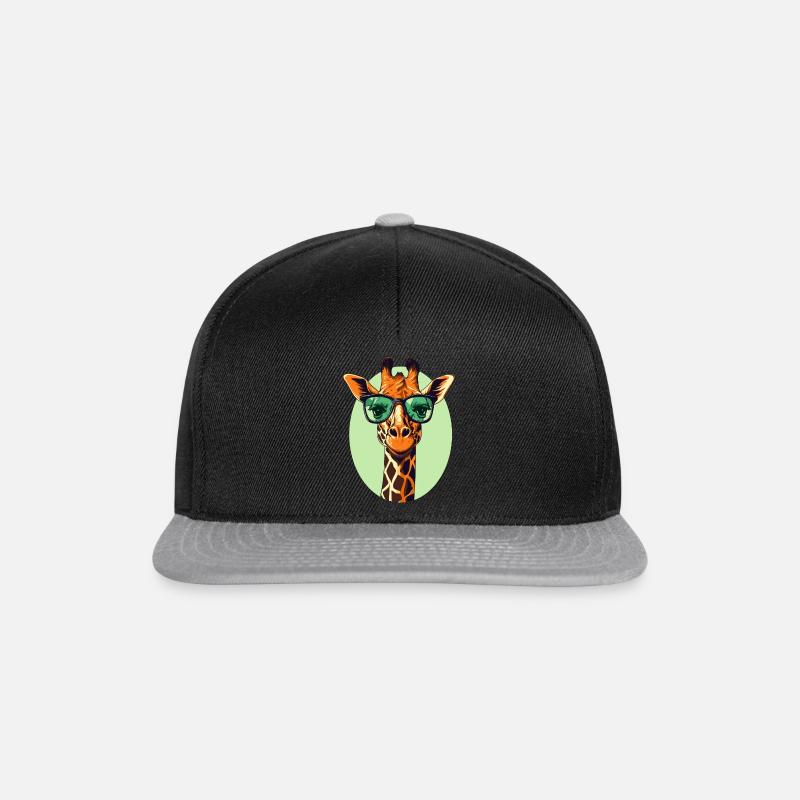 Giraffe with glasses - Snapback Cap - black/grey