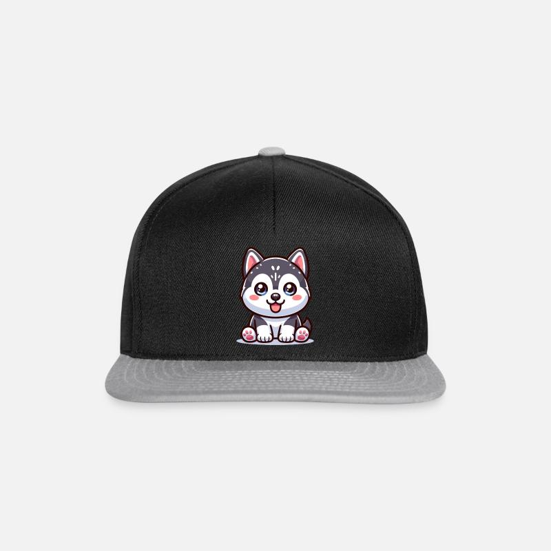 Niedlicher Cartoon-Hund - Snapback Cap - Schwarz/Grau