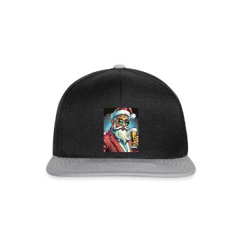 Stylischer Weihnachtsmann - Snapback Cap - Schwarz/Grau - Vorne