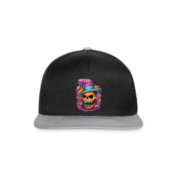 Crâne de citrouille orange, halloween - Casquette snapback - noir/gris - Devant