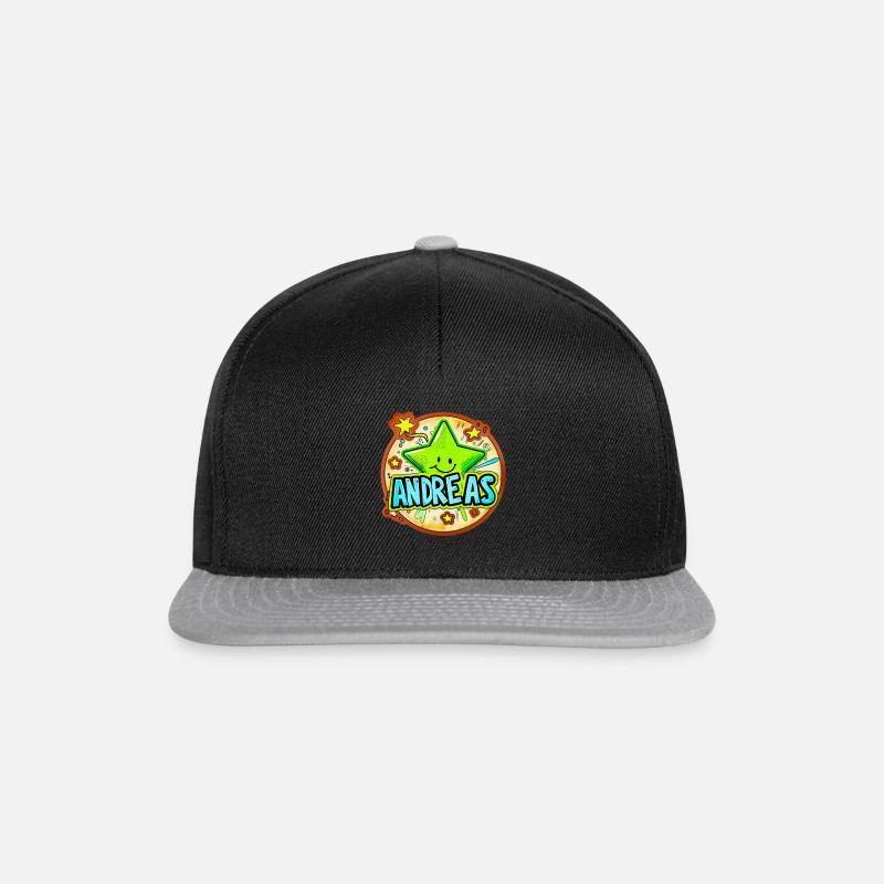 Name Andreas mit Stern - Snapback Cap - Schwarz/Grau