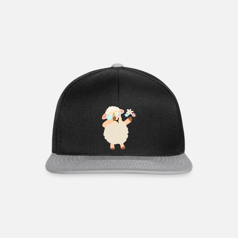 Blumenkranz Schaf Illustration - Snapback Cap - Schwarz/Grau