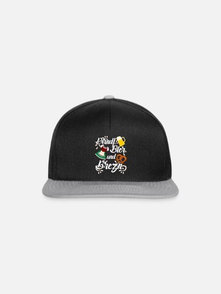 Dirndl Bier und Brezn - Snapback Cap - Schwarz/Grau
