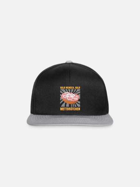 Mettbrötchen Hackfleisch Mettfleisch - Snapback Cap - Schwarz/Grau