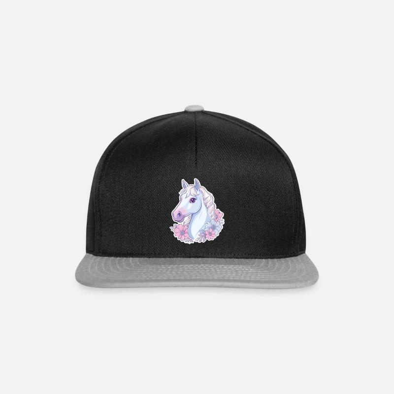 Pferd Kinder - Snapback Cap - Schwarz/Grau