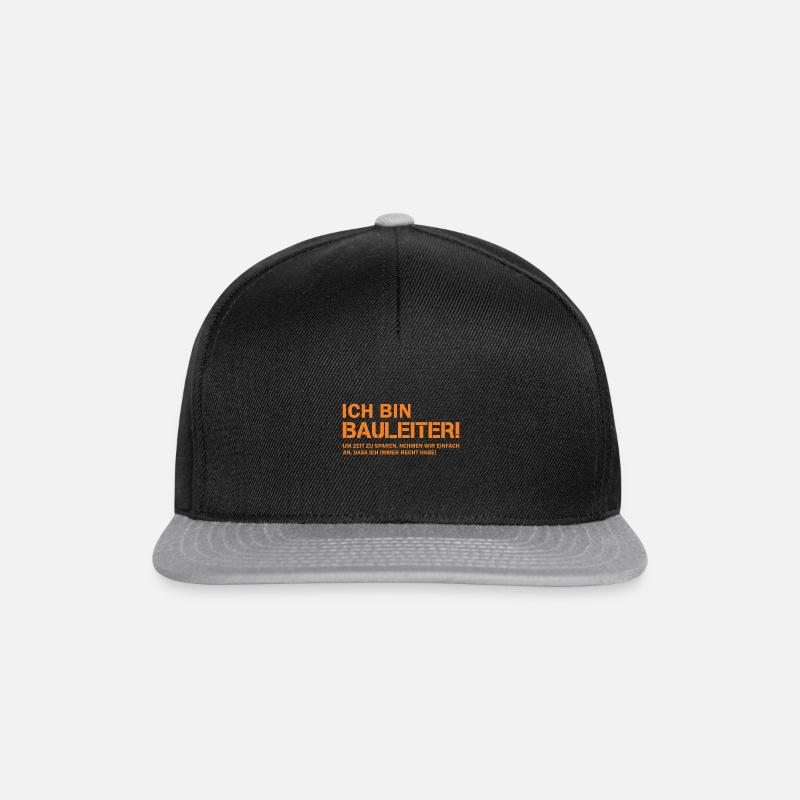 Bauleiter hat immer Recht Lustiger Spruch - Snapback Cap - Schwarz/Grau