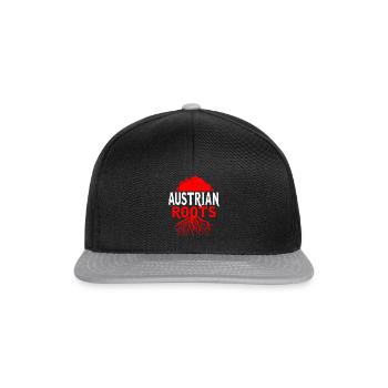 Autriche racines T-shirt drapeau fier cadeau - Casquette snapback - noir/gris - Devant