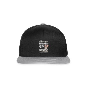 Sei immer du selbst Maus Mäuse Mäuschen Nager - Snapback Cap - Schwarz/Grau - Vorne