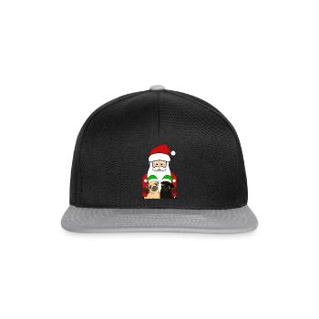 Weihnachtsmann mit Möpse Mops Geschenk - Snapback Cap - Schwarz/Grau - Vorne