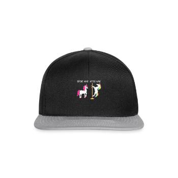 Betrunkenes Strippendes Einhorn Wein - Snapback Cap - Schwarz/Grau - Vorne