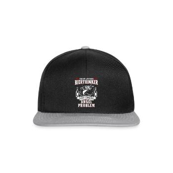 Biertrinker Angler Angel Spruch - Snapback Cap - Schwarz/Grau - Vorne