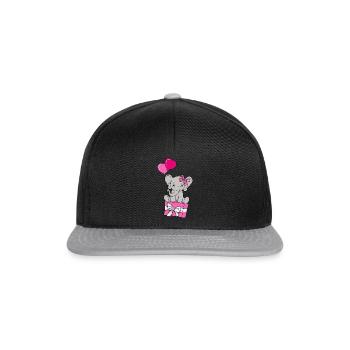 Baby Elefant Liebe Geschenk Geschenkidee - Snapback Cap - Schwarz/Grau - Vorne