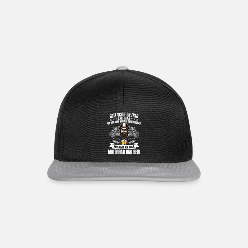 God created the beer & motorcycle - Snapback Cap - black/grey