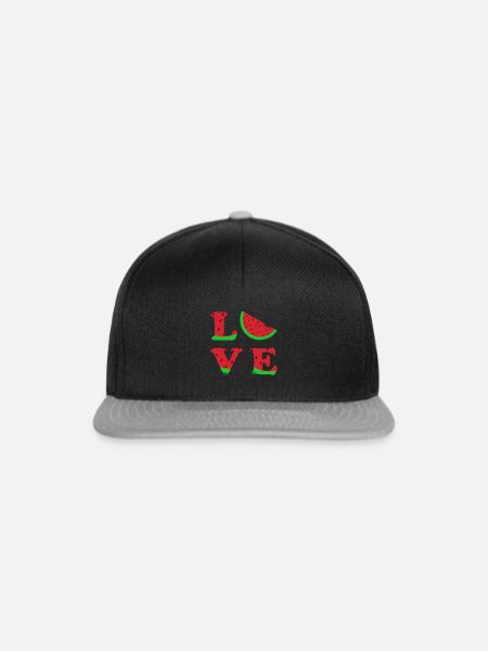Love Wassermelone Typografie Vegetable Geschenk - Snapback Cap - Schwarz/Grau