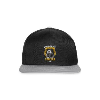 Ich schnarche nicht ich träume Traktor - Snapback Cap - Schwarz/Grau - Vorne
