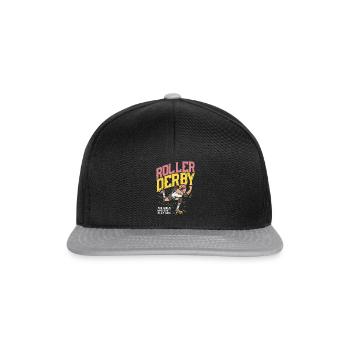 Roller Derby Sport T-Shirt Frauen Kämpfen Kraft - Snapback Cap - Schwarz/Grau - Vorne
