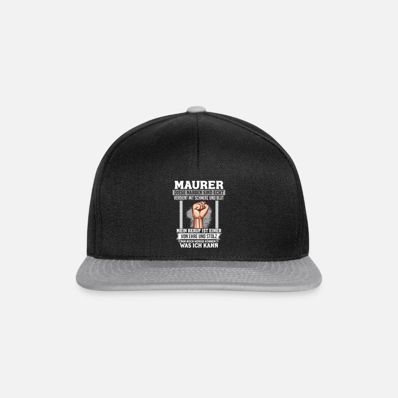Maurer Ehre und Stolz Faust - Snapback Cap - Schwarz/Grau