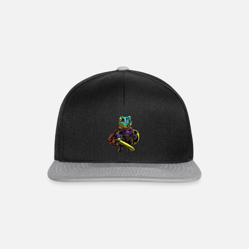 Chevalier Grenouille Bouclier Guerrier Épée Cavalier Cadeau - Casquette snapback - noir/gris