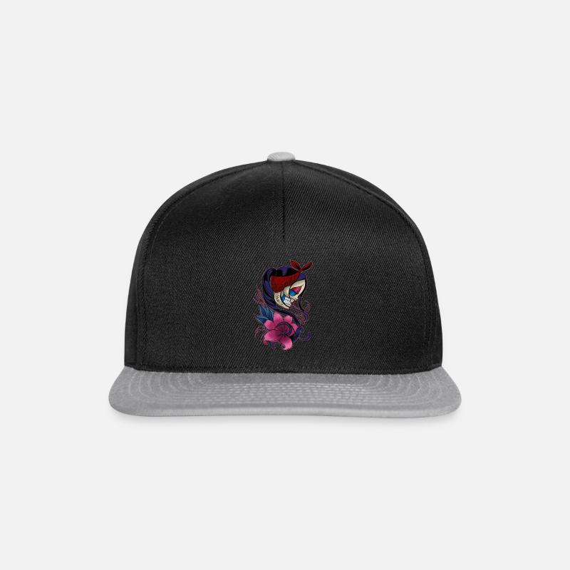 Zucker Schädel Mädchen Tag der Toten Geschenk - Snapback Cap - Schwarz/Grau