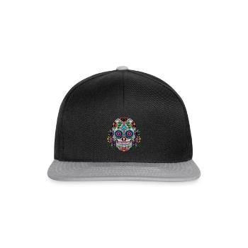 Zucker Schädel Tag der Toten Geschenk - Snapback Cap - Schwarz/Grau - Vorne