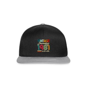 Retro Vintage born 1981 Birthday January 1981 - Snapback Cap - black/grey - Front