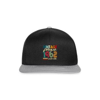 Vintage né Mars 1962 Anniversaire année 1962 - Casquette snapback - noir/gris - Devant