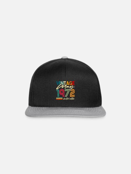 Vintage geboren May 1972 Geburtstag Jahr 1972 - Snapback Cap - Schwarz/Grau