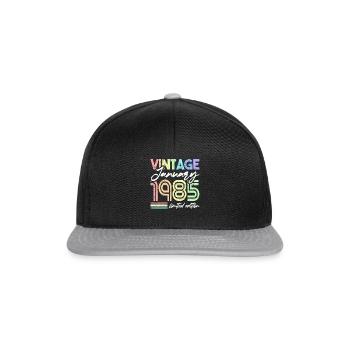 37th Birthday Retro Vintage Unicorn January 1985 - Snapback Cap - black/grey - Front