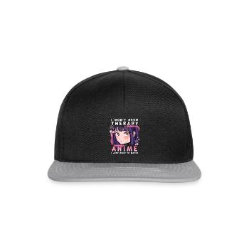 ANIMEGIRL5IDONTNEEDTHERAPYIJUSTMEEDTOWATCHANIME - Snapback Cap - Schwarz/Grau - Vorne