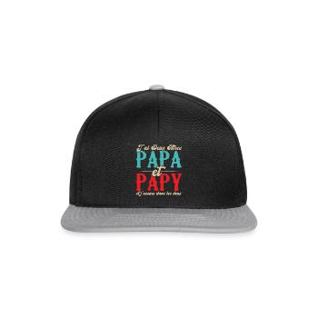J'ai deux titres papa et papy - Casquette snapback - noir/gris - Devant