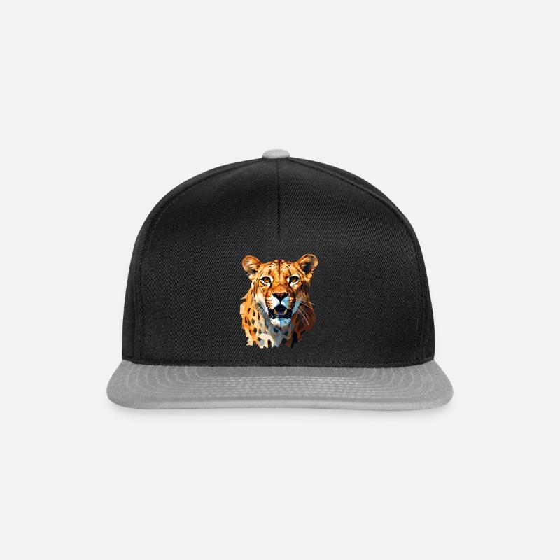 Gepard im Polygon Style - Snapback Cap - Schwarz/Grau