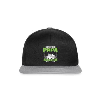 L'authentique papa agriculteur, Cadeau agriculteur - Casquette snapback - noir/gris - Devant