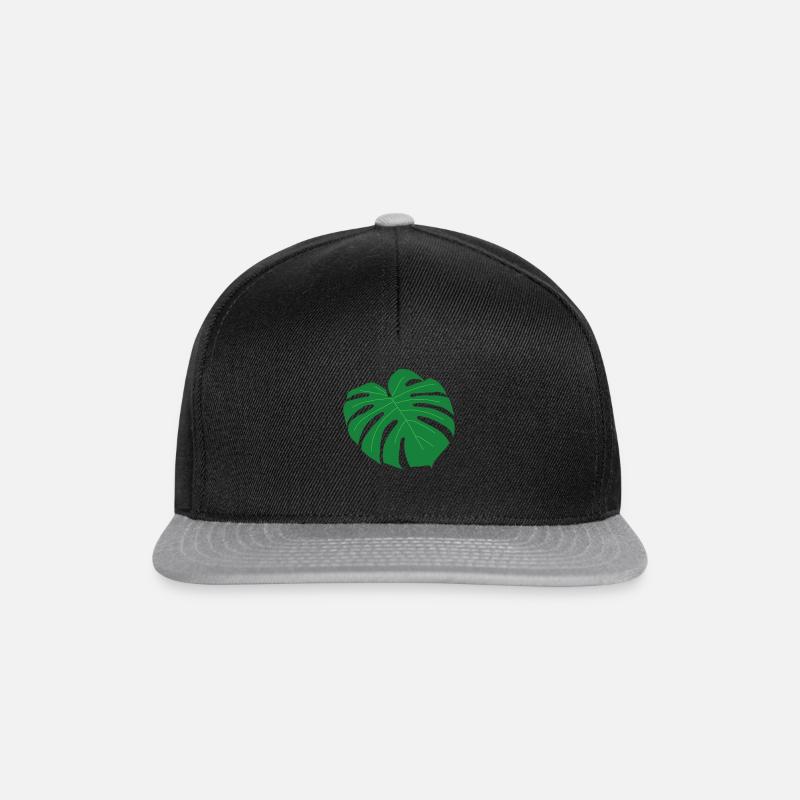 Monstera Blatt - Snapback Cap - Schwarz/Grau