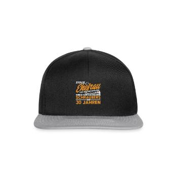 Perlenhochzeit Ehepaar 30. Hochzeitstag Geschenk - Snapback Cap - Schwarz/Grau - Vorne