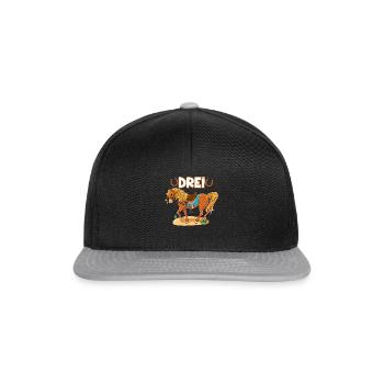 3. Geburtstag Pferde Mädchen Geburtstagsshirt 3 Ja - Snapback Cap - Schwarz/Grau - Vorne